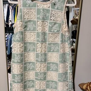 Le Lis Green and Cream Mini Dress